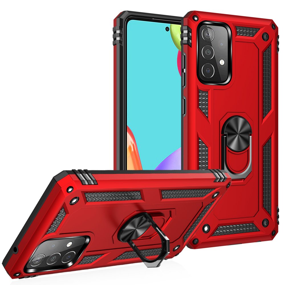  Samsung Galaxy A52S Kılıf Sofya Yüzüklü Silikon Kapak - Kırmızı