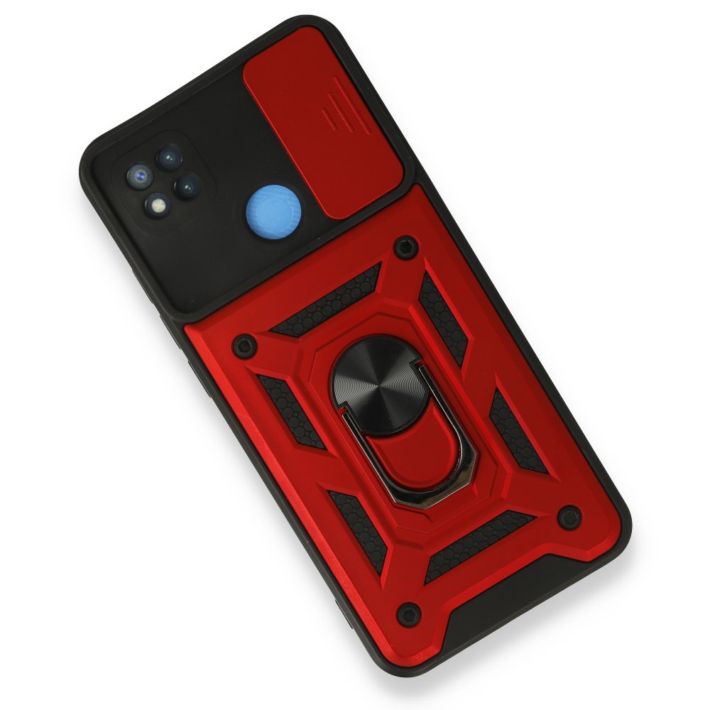 Redmi 9C Kılıf Pars Lens Yüzüklü Silikon - Kırmızı