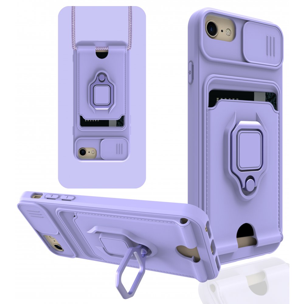  iPhone 6 Kılıf Zuma Kartvizitli Yüzüklü Silikon - Lila