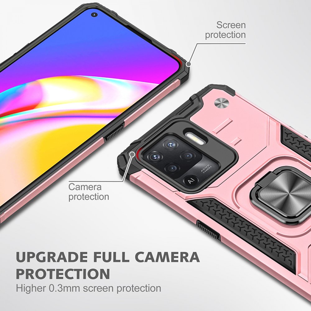  Oppo Reno 5 Lite Kılıf Zegna Yüzüklü Silikon Kapak - Rose