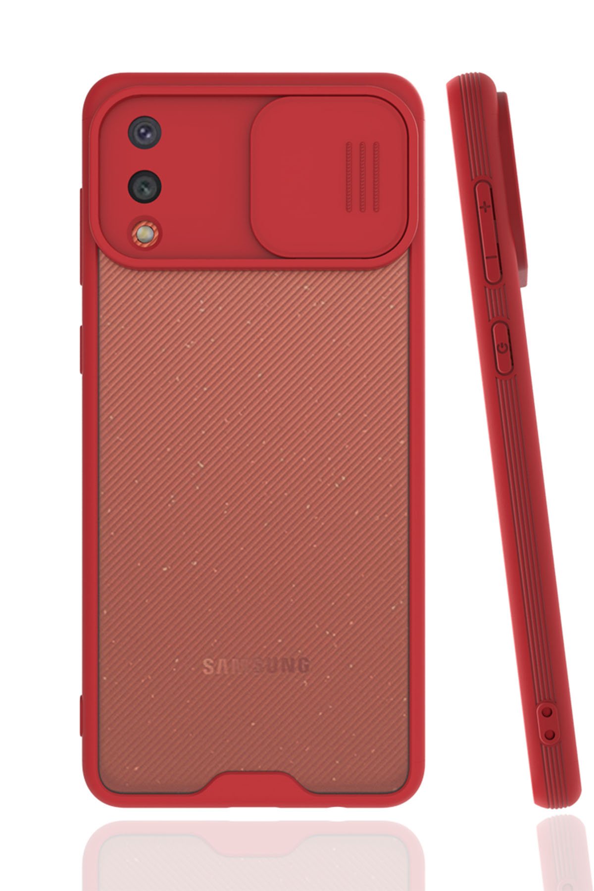  Samsung Galaxy A02 Kılıf Platin Kamera Koruma Silikon - Kırmızı