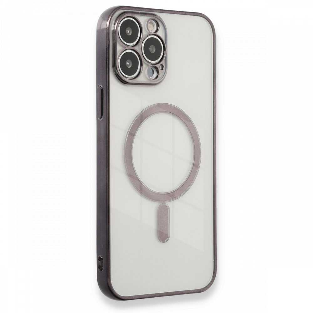  iPhone 13 Pro Max Kılıf Magneticsafe Lazer Silikon - Siyah