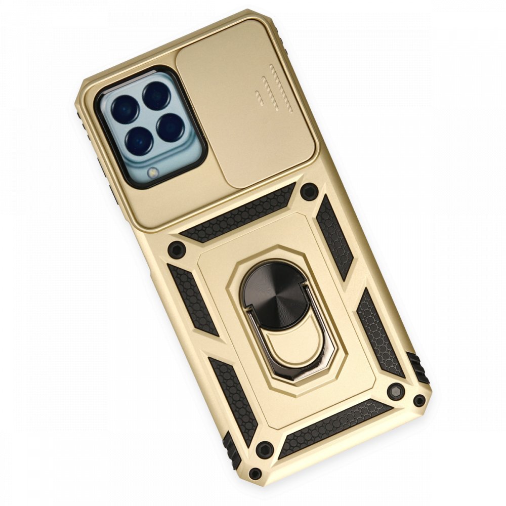  Samsung Galaxy M33 Kılıf Pars Lens Yüzüklü Silikon - Gold