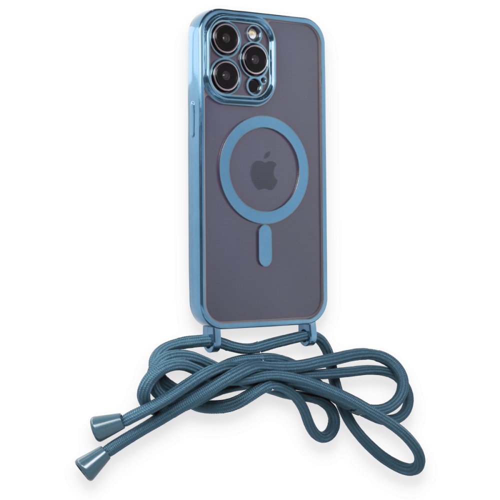  iPhone 12 Pro Max Kılıf Divo Lazer Askılı Magsafe Kapak - Sierra Blue