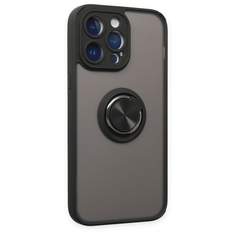 iPhone 14 Pro Kılıf Montreal Yüzüklü Silikon Kapak - Siyah  iPhone 14 Pro Kılıf Montreal Yüzüklü Silikon Kapak - Siyah