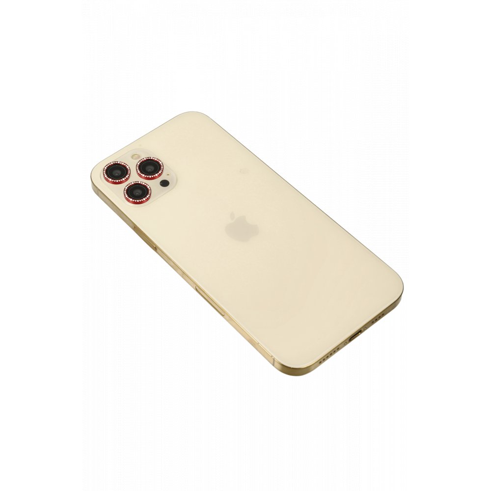  iPhone 12 Pro Max Diamond Kamera Lens - Kırmızı