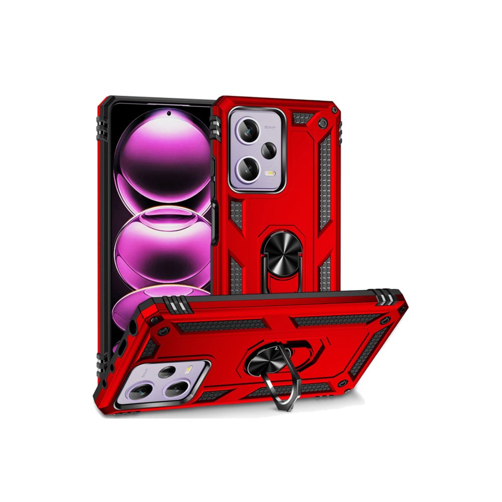 Redmi Note 12 5G Kılıf Sofya Yüzüklü Silikon Kapak - Kırmızı