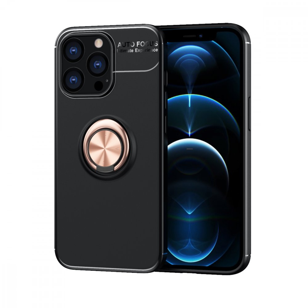 iPhone 13 Pro Max Kılıf Range Yüzüklü Silikon - Siyah-Gold iPhone 13 Pro Max Kılıf Range Yüzüklü Silikon - Siyah-Gold