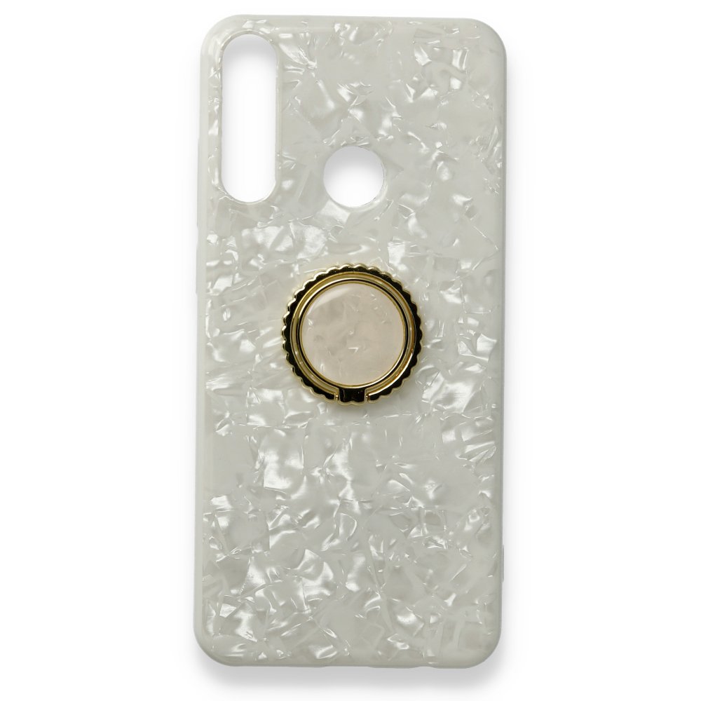Huawei Y6P Kılıf Marble Yüzüklü Silikon - Beyaz  Huawei Y6P Kılıf Marble Yüzüklü Silikon - Beyaz
