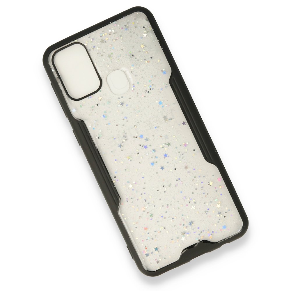  Samsung Galaxy M31 Kılıf Platin Simli Silikon - Siyah