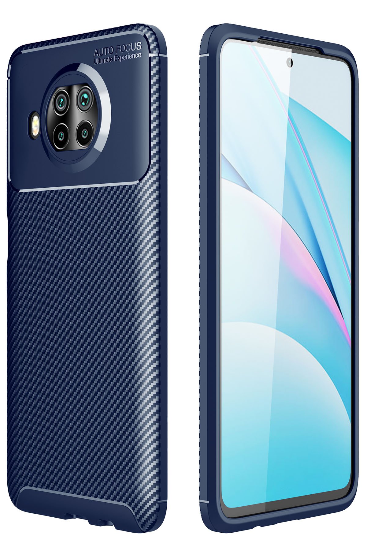 Redmi Note 9 Pro 5G Kılıf Auto Focus Karbon Kapak - Lacivert