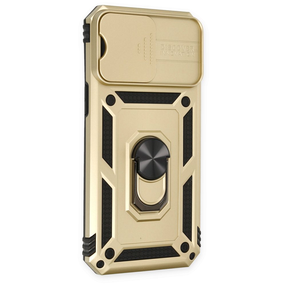  iPhone 14 Pro Max Kılıf Pars Lens Yüzüklü Silikon - Gold