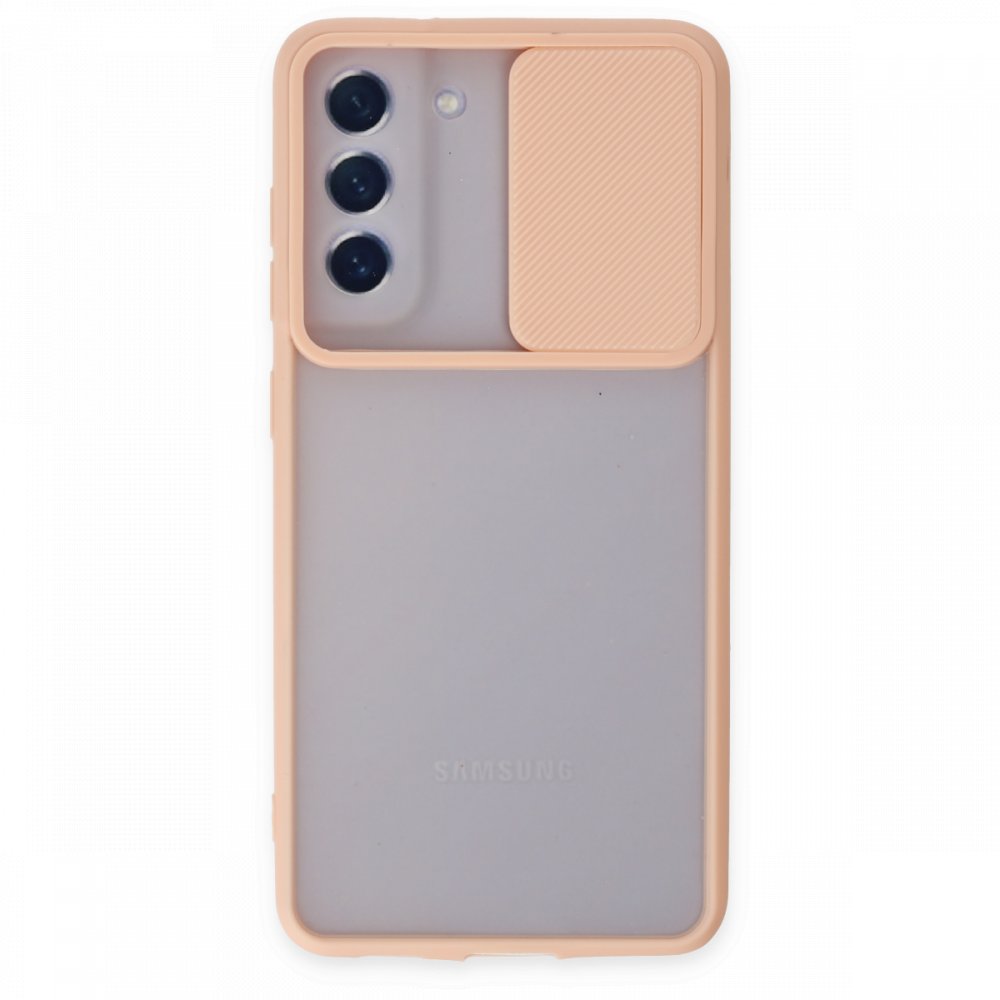  Samsung Galaxy S21 FE Kılıf Palm Buzlu Kamera Sürgülü Silikon - Pembe