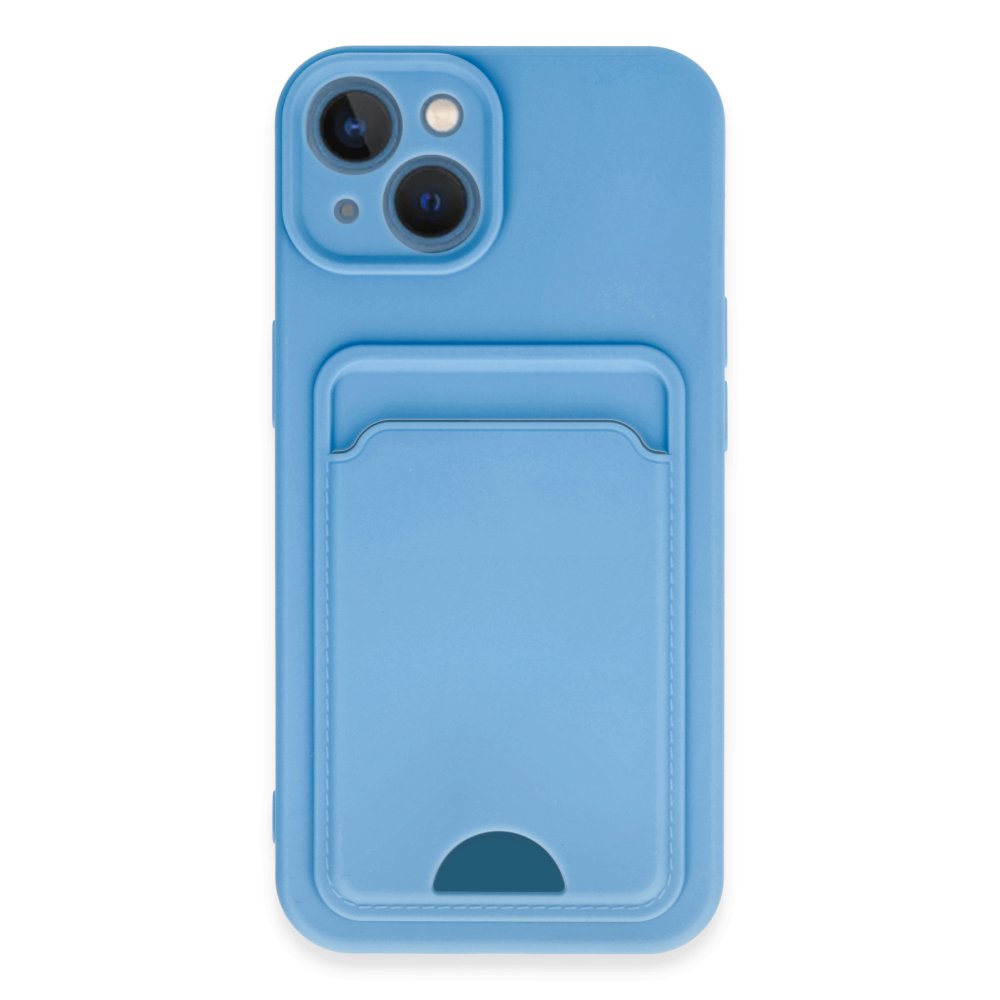  iPhone 13 Kılıf Kelvin Kartvizitli Silikon - Mavi