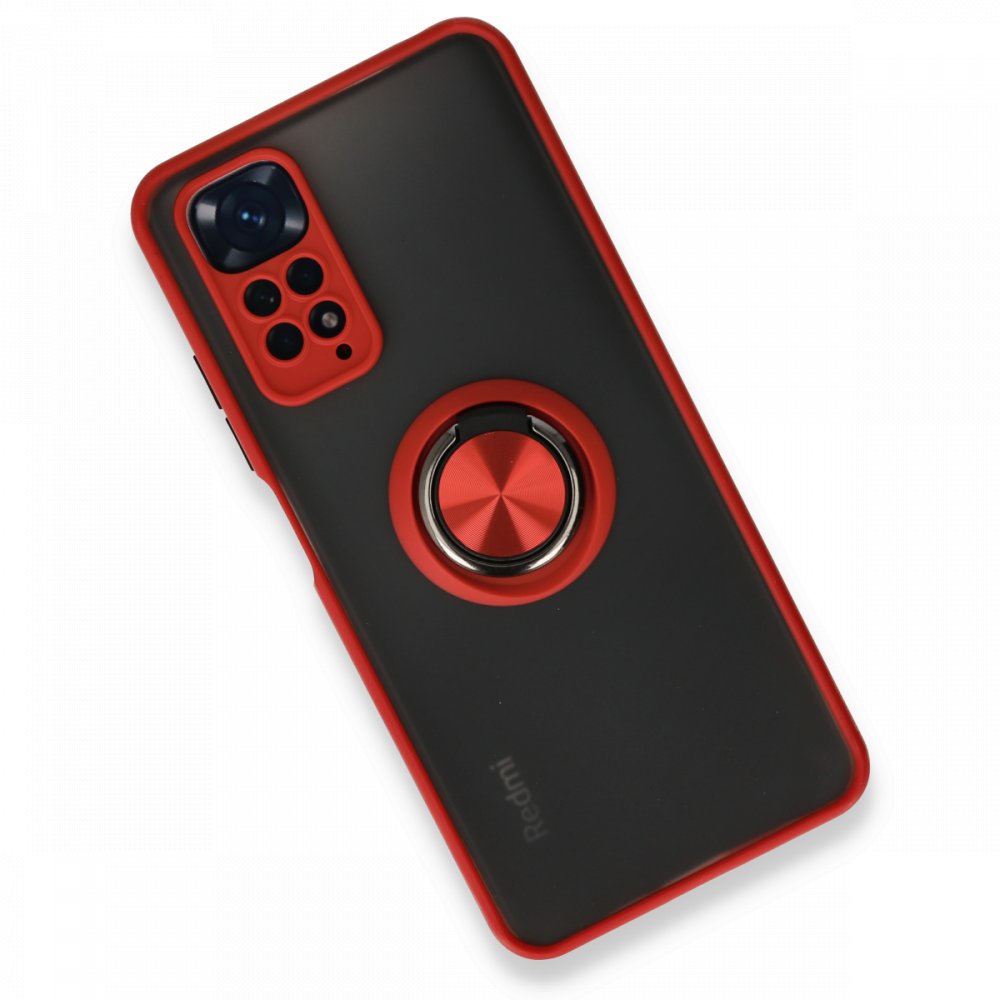 Redmi Note 11S Kılıf Montreal Yüzüklü Silikon Kapak - Kırmızı Redmi Note 11S Kılıf Montreal Yüzüklü Silikon Kapak - Kırmızı