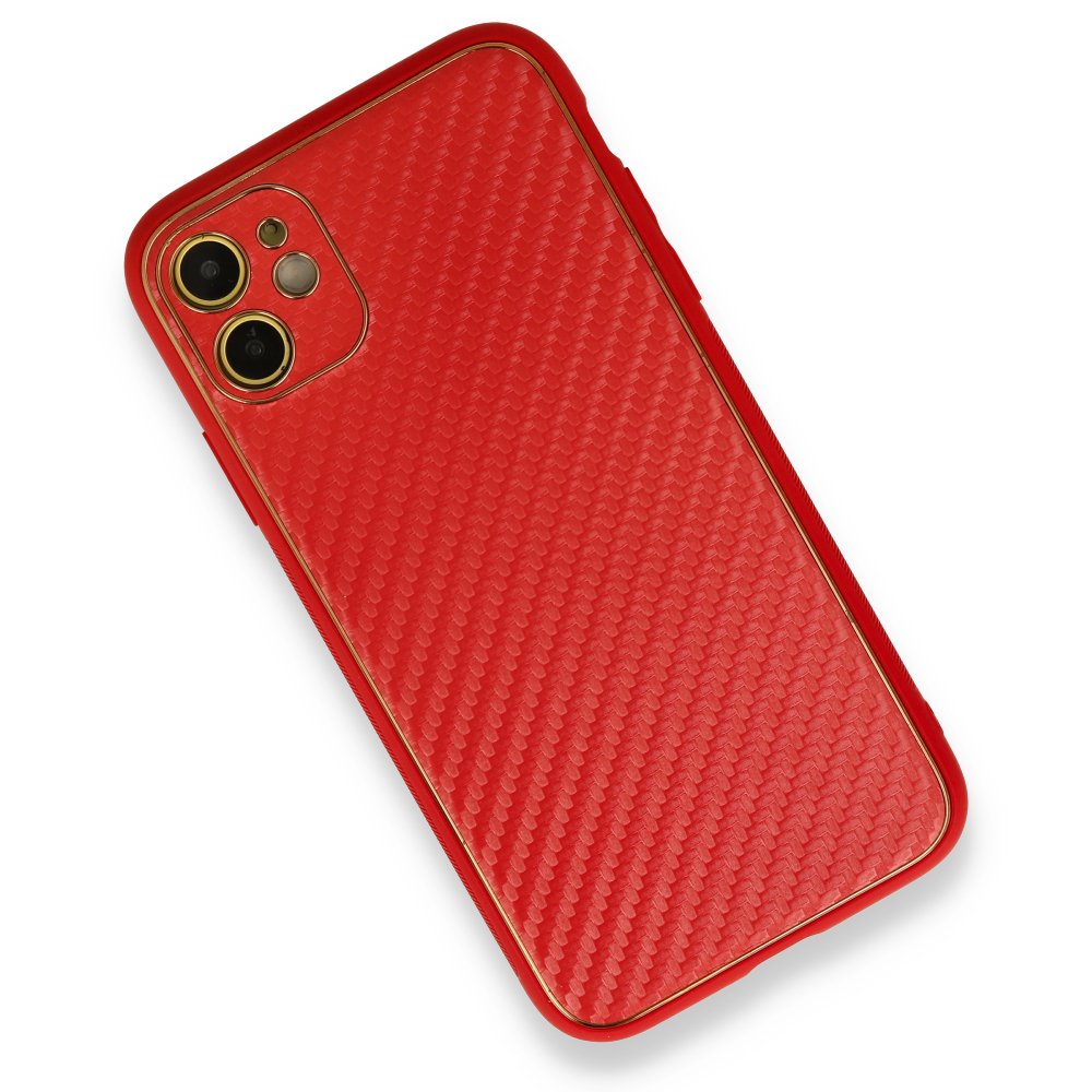  iPhone 12 Kılıf Coco Karbon Silikon - Kırmızı