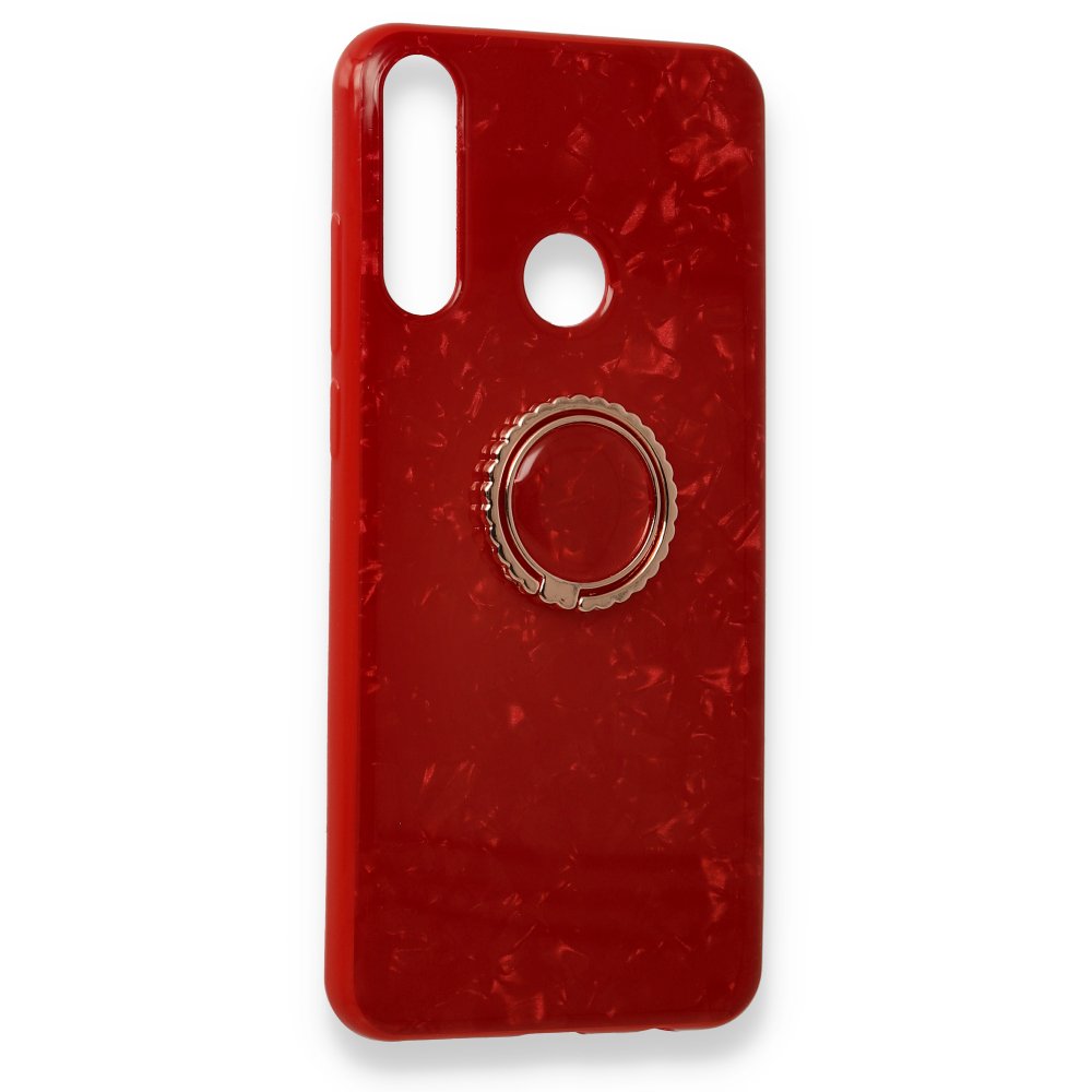 Huawei Y6P Kılıf Marble Yüzüklü Silikon - Kırmızı  Huawei Y6P Kılıf Marble Yüzüklü Silikon - Kırmızı