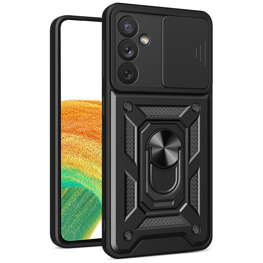  Samsung Galaxy A34 5G Kılıf Pars Lens Yüzüklü Silikon - Siyah