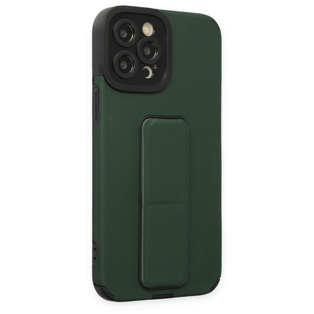  iPhone 12 Pro Max Kılıf Mega Standlı Silikon - Yeşil