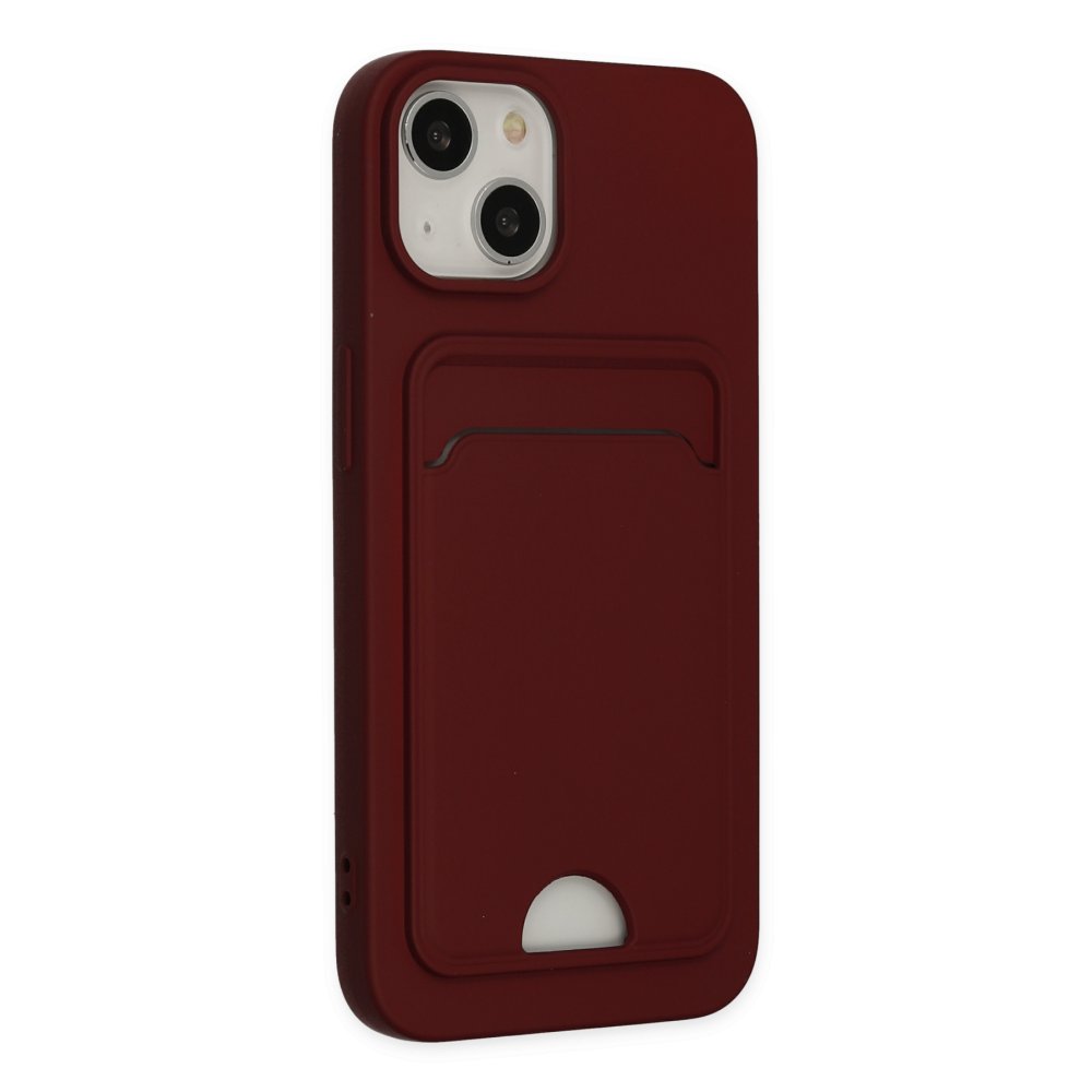  iPhone 14 Plus Kılıf Kelvin Kartvizitli Silikon - Bordo
