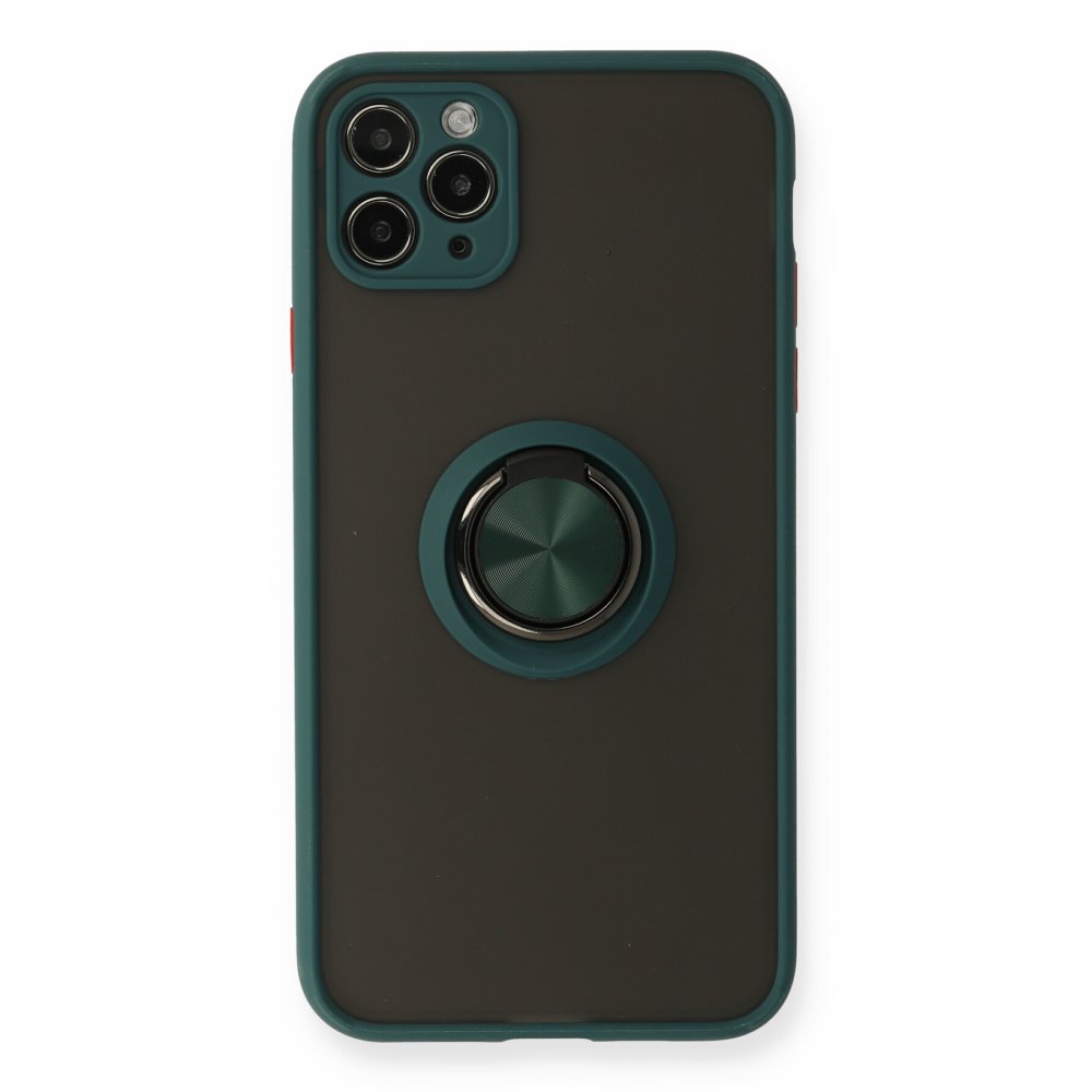 iPhone 11 Pro Kılıf Montreal Yüzüklü Silikon Kapak - Yeşil iPhone 11 Pro Kılıf Montreal Yüzüklü Silikon Kapak - Yeşil
