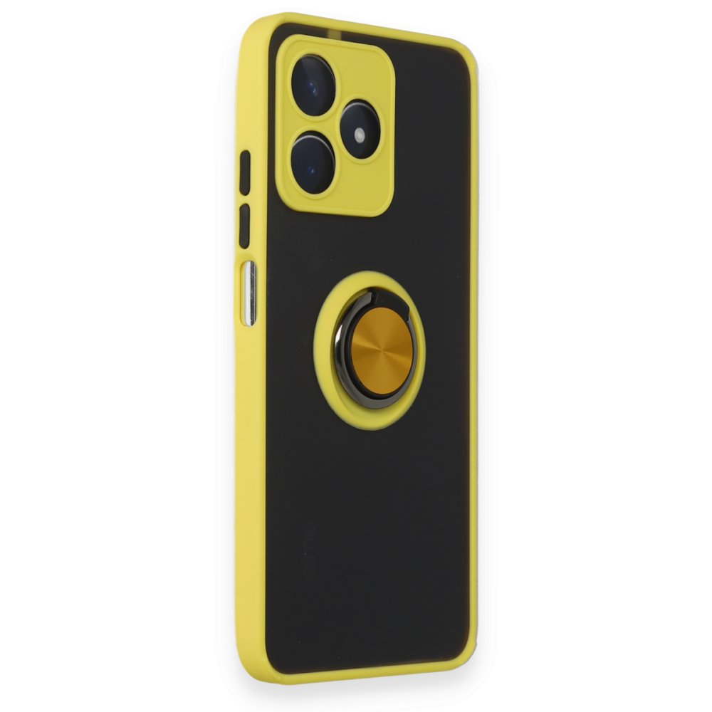 Realme C53 Kılıf Montreal Yüzüklü Silikon Kapak - Sarı Realme C53 Kılıf Montreal Yüzüklü Silikon Kapak - Sarı