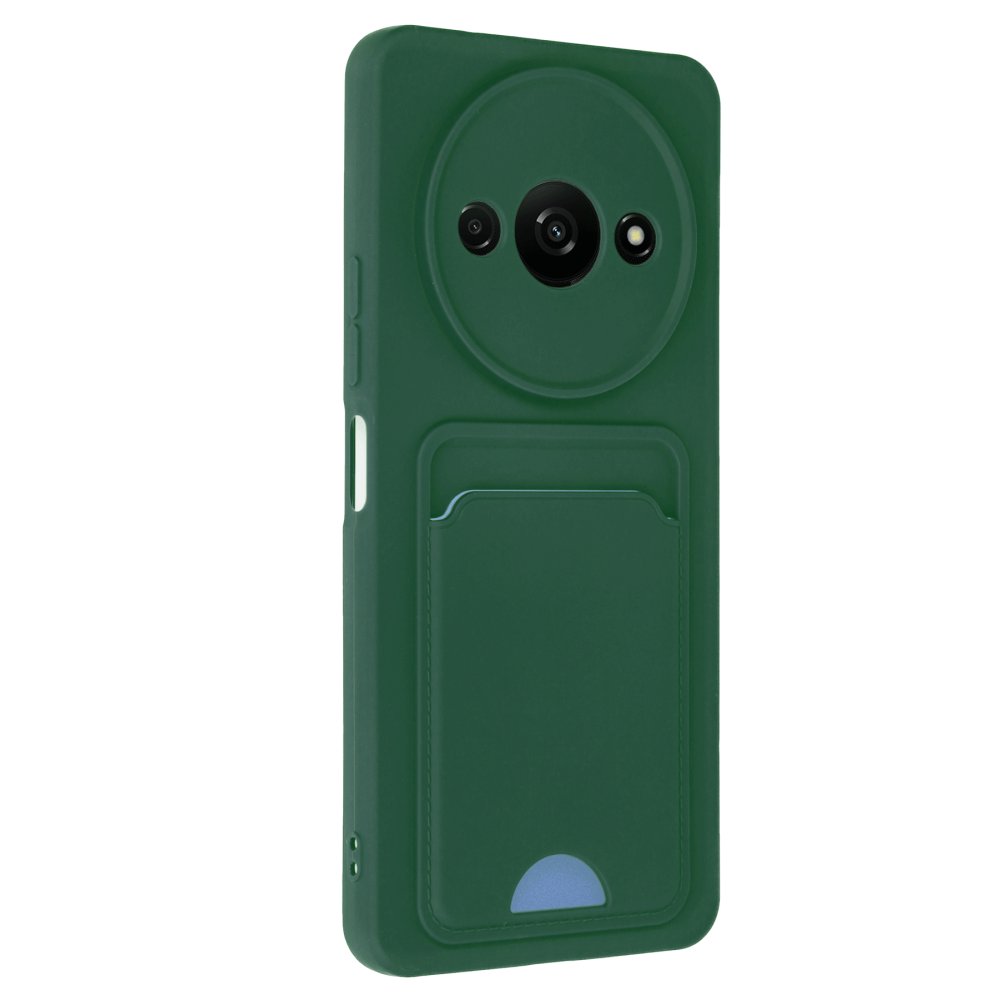  Xiaomi Poco C61 Kılıf Kelvin Kartvizitli Silikon - Koyu Yeşil
