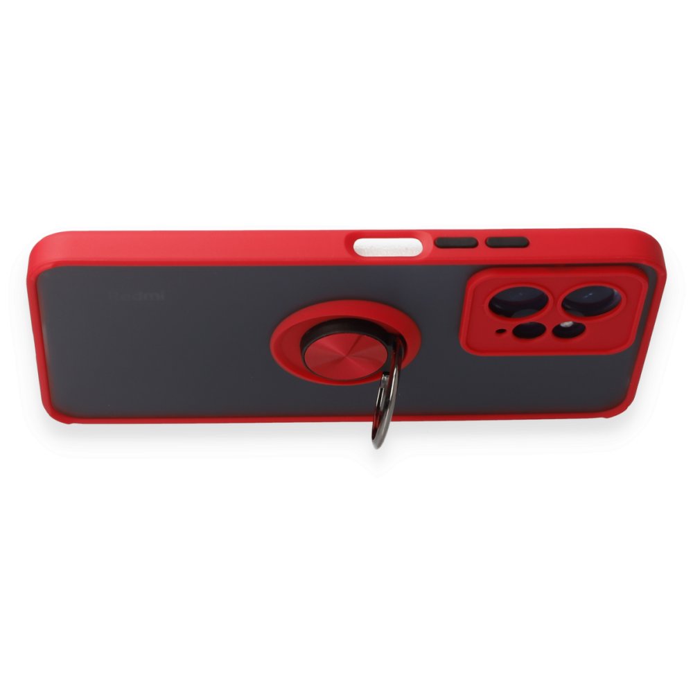 Redmi Note 12 4G Kılıf Montreal Yüzüklü Silikon Kapak - Kırmızı