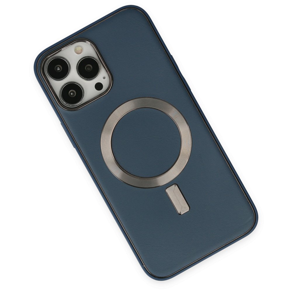  iPhone 13 Pro Kılıf Coco Deri Magneticsafe Silikon - Lacivert