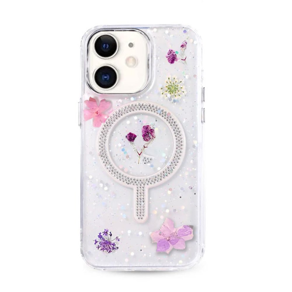  iPhone 11 Flower Magsafe Kapak - Mor