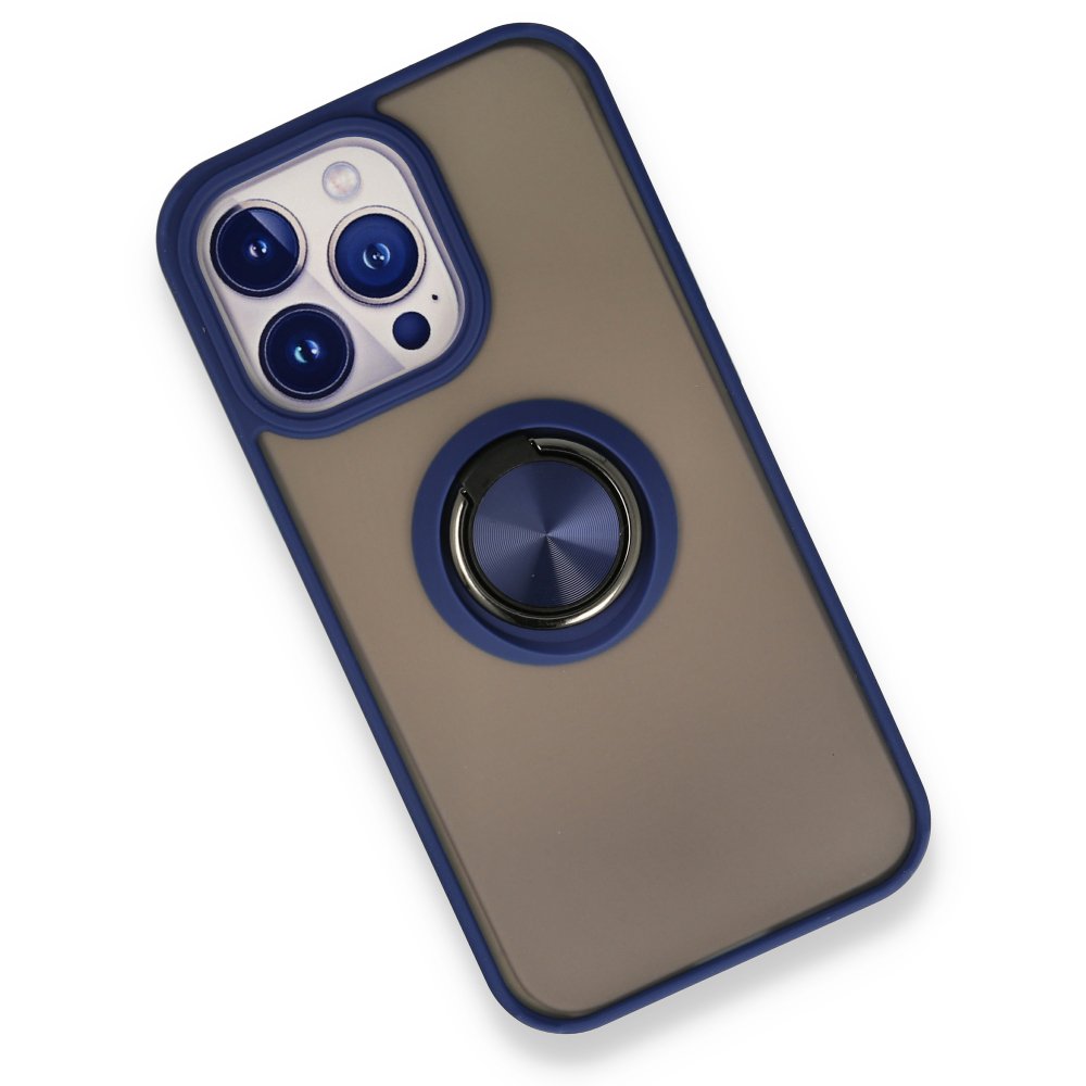 iPhone 13 Pro Max Kılıf Montreal Yüzüklü Silikon Kapak - Lacivert  iPhone 13 Pro Max Kılıf Montreal Yüzüklü Silikon Kapak - Lacivert