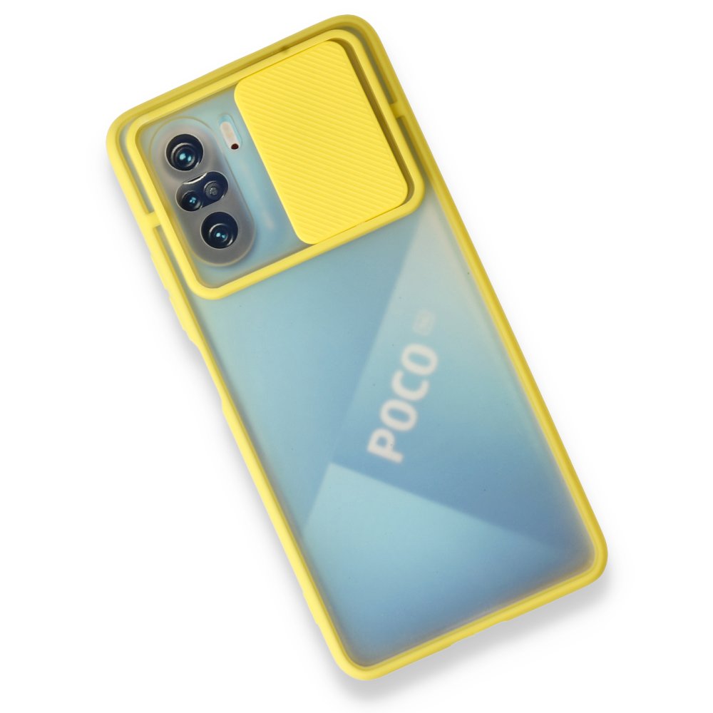 Redmi K40 Kılıf Palm Buzlu Kamera Sürgülü Silikon - Sarı Redmi K40 Kılıf Palm Buzlu Kamera Sürgülü Silikon - Sarı
