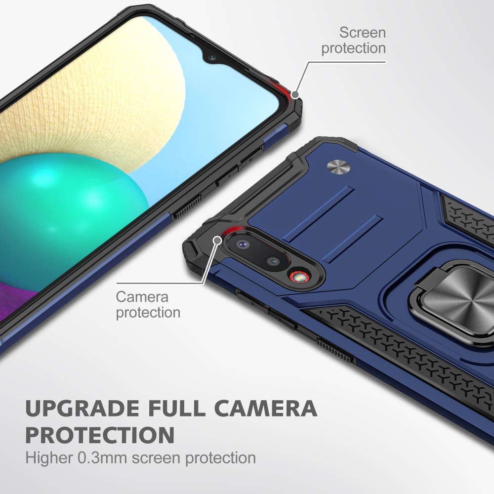  Samsung Galaxy A02 Kılıf Zegna Yüzüklü Silikon Kapak - Mavi