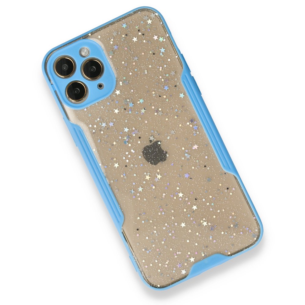  iPhone 12 Pro Kılıf Platin Simli Silikon - Mavi