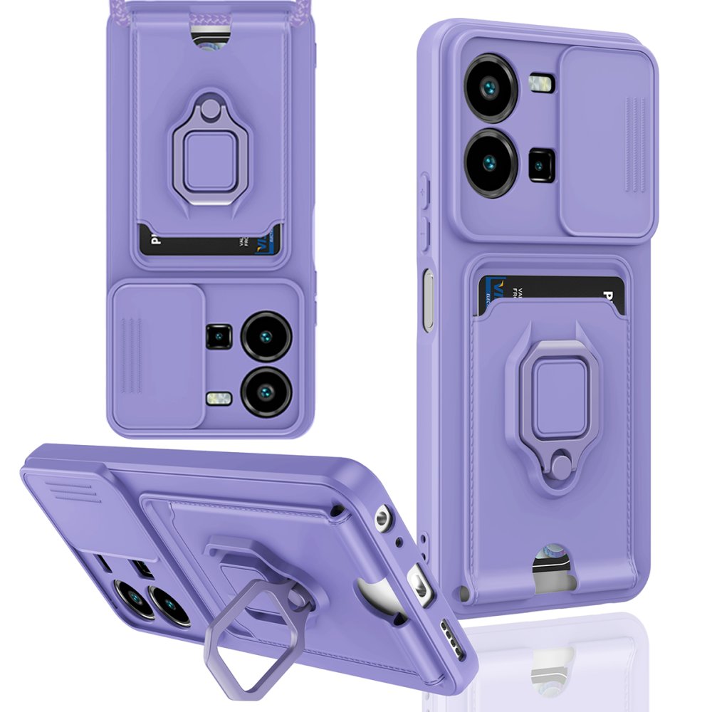  Vivo Y22S Kılıf Zuma Kartvizitli Yüzüklü Silikon - Lila