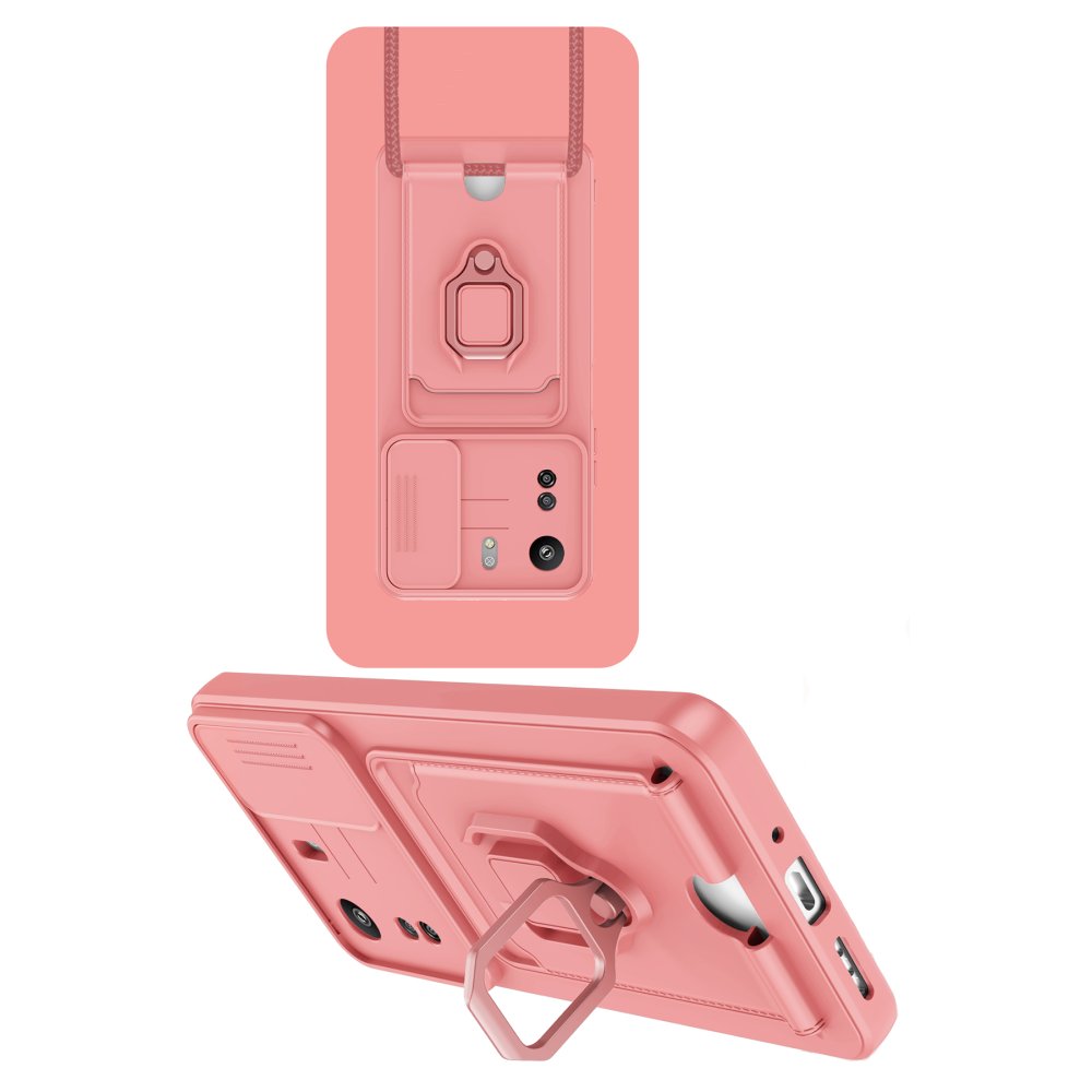 Redmi 13C Kılıf Zuma Kartvizitli Yüzüklü Silikon - Pembe