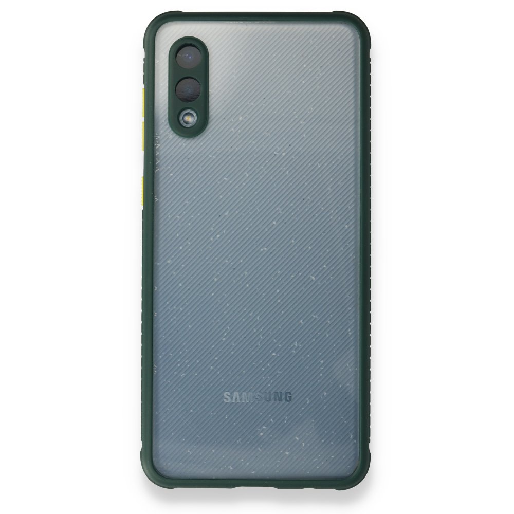  Samsung Galaxy A02 Kılıf Miami Şeffaf Silikon - Koyu Yeşil