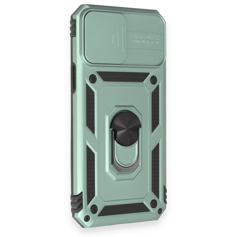  iPhone 12 Pro Max Kılıf Pars Lens Yüzüklü Silikon - Yeşil