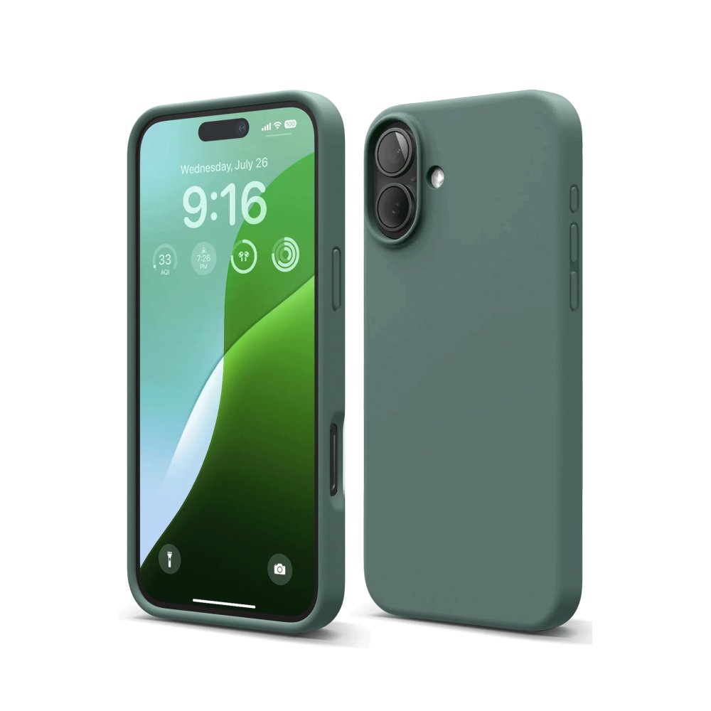 iPhone 16 Plus Kılıf Nano içi Kadife Silikon - Koyu Yeşil  iPhone 16 Plus Kılıf Nano içi Kadife Silikon - Koyu Yeşil