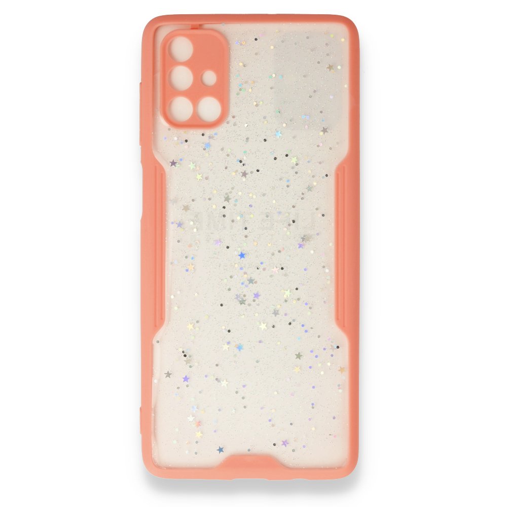  Samsung Galaxy M51 Kılıf Platin Simli Silikon - Pembe