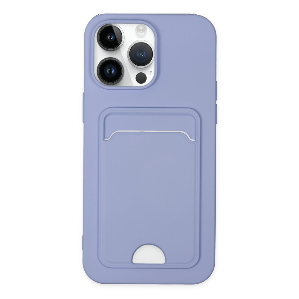  iPhone 14 Pro Kılıf Kelvin Kartvizitli Silikon - Lila