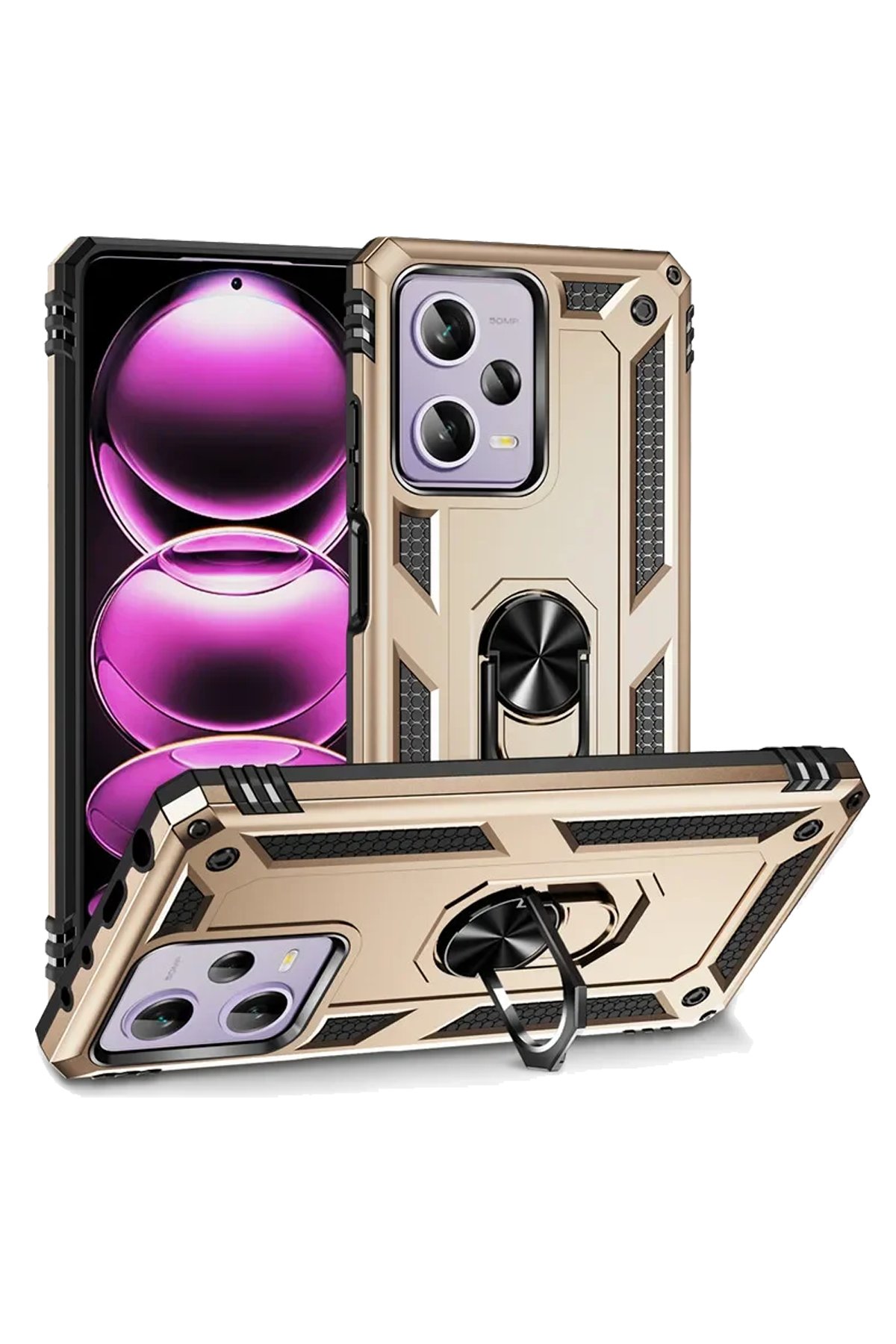 Redmi Note 12 5G Kılıf Sofya Yüzüklü Silikon Kapak - Gold Redmi Note 12 5G Kılıf Sofya Yüzüklü Silikon Kapak - Gold