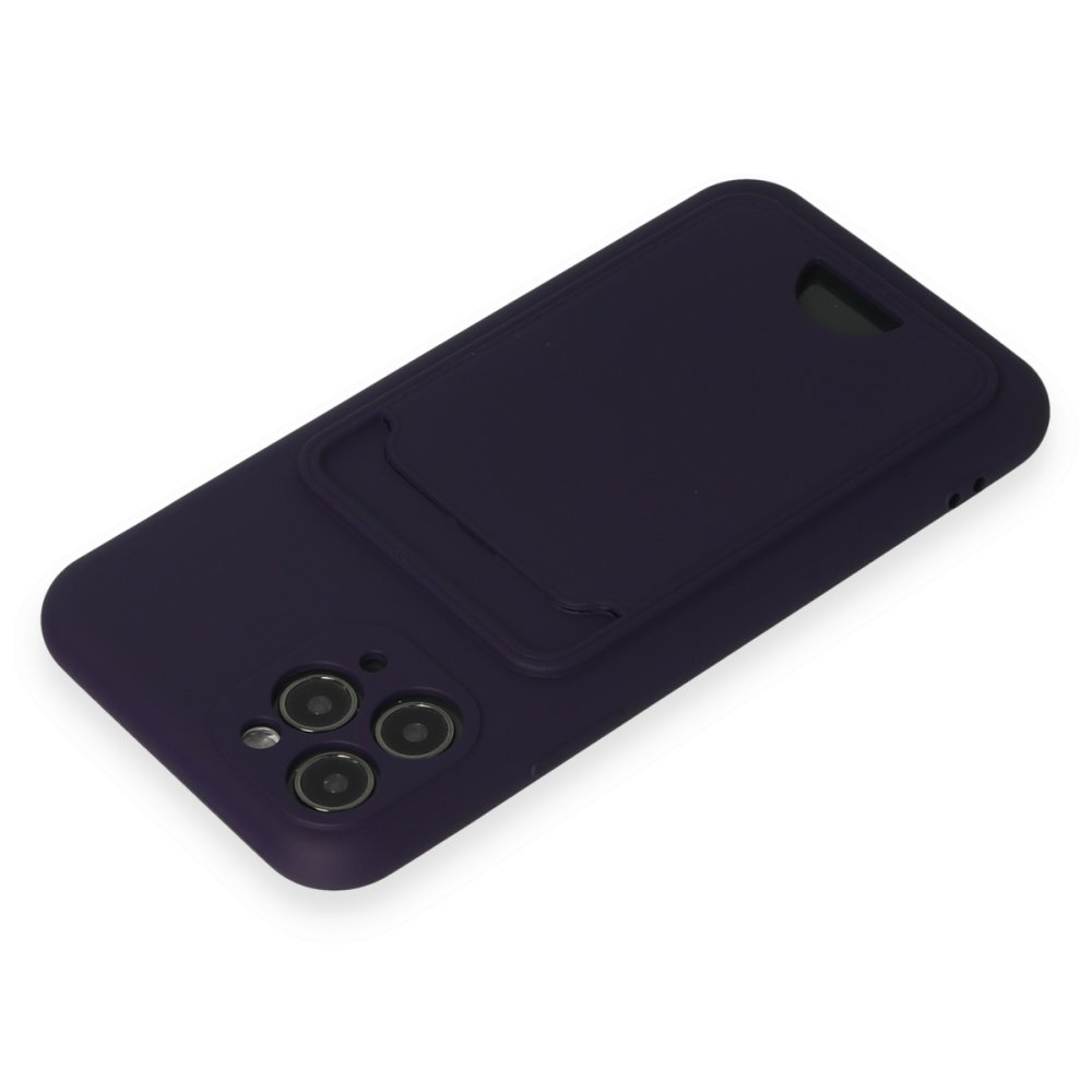  iPhone 11 Pro Kılıf Kelvin Kartvizitli Silikon - Derin Mor
