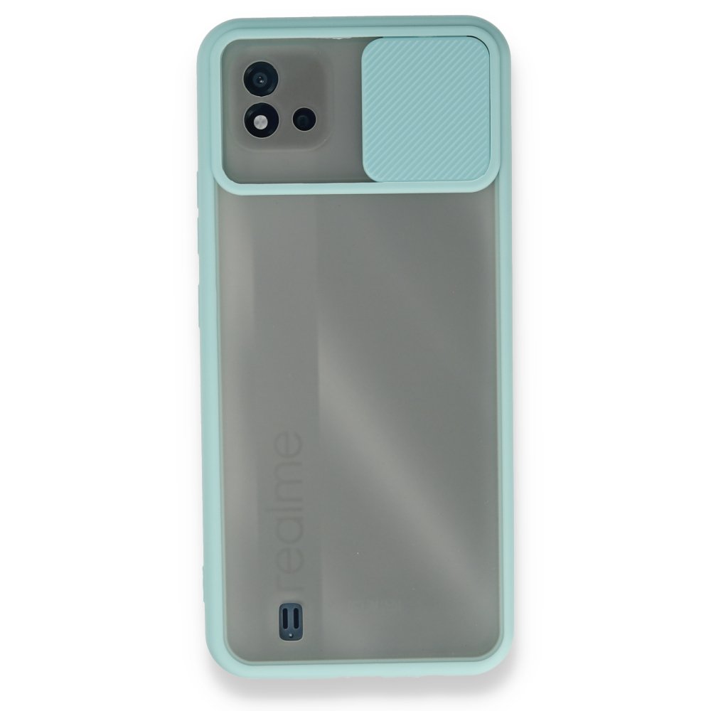 Realme C11 2021 Kılıf Palm Buzlu Kamera Sürgülü Silikon - Turkuaz  Realme C11 2021 Kılıf Palm Buzlu Kamera Sürgülü Silikon - Turkuaz