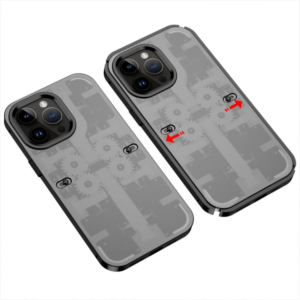  iPhone 13 Pro Kılıf Mekanik Bumper Kapak - Siyah