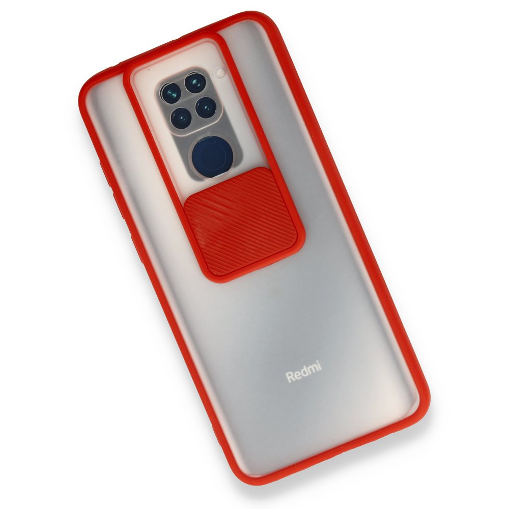 Redmi Note 9 Kılıf Palm Buzlu Kamera Sürgülü Silikon - Kırmızı