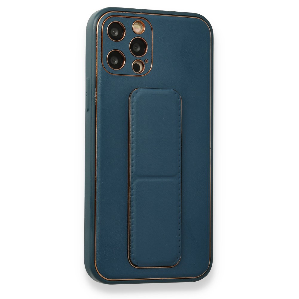 iPhone 12 Pro Kılıf Coco Deri Standlı Kapak - Mavi iPhone 12 Pro Kılıf Coco Deri Standlı Kapak - Mavi