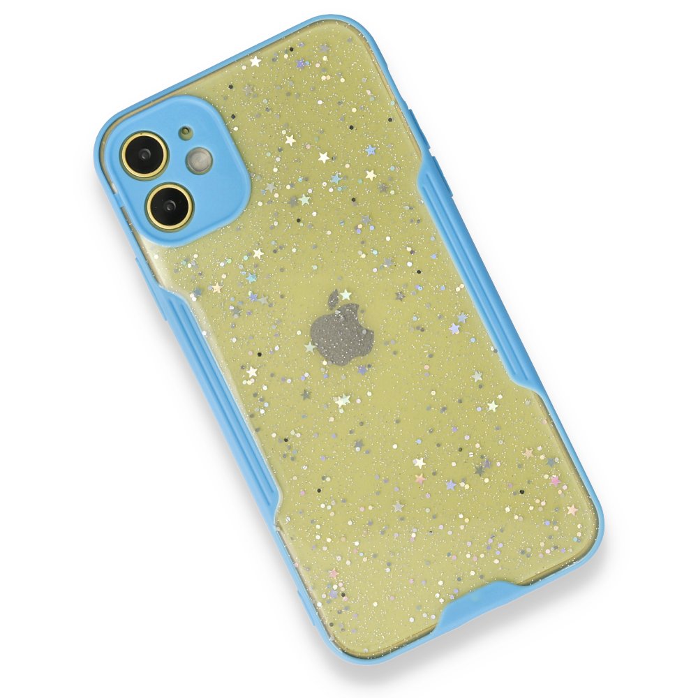 iPhone 12 Kılıf Platin Simli Silikon - Mavi iPhone 12 Kılıf Platin Simli Silikon - Mavi
