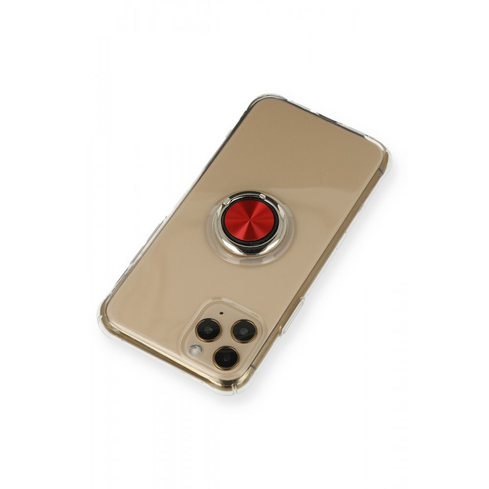 iPhone 11 Pro Kılıf Gros Yüzüklü Silikon - Kırmızı iPhone 11 Pro Kılıf Gros Yüzüklü Silikon - Kırmızı
