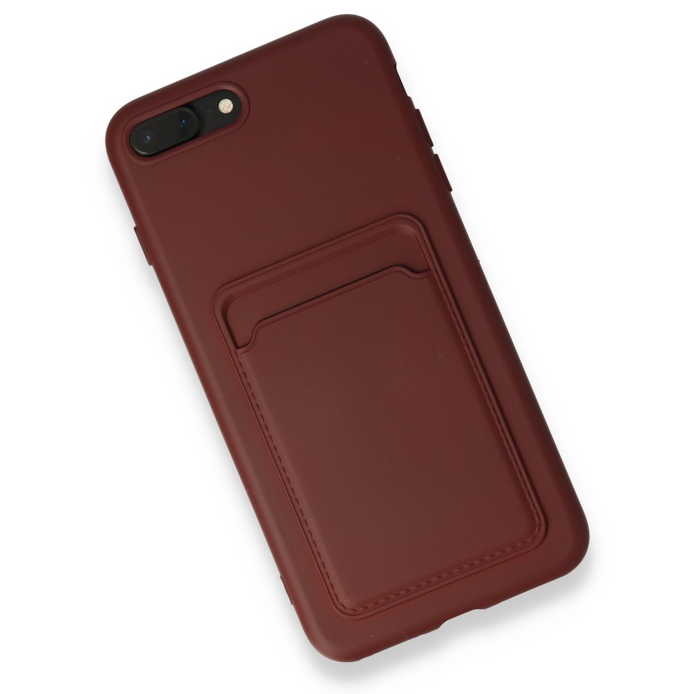  iPhone 8 Plus Kılıf Kelvin Kartvizitli Silikon - Bordo